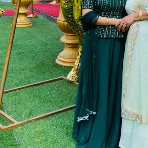 Bottle Green Choli Dress