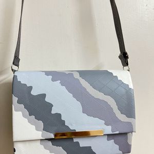 Grey And White Contrast Sling Bag