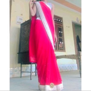 Dark Red Wedding Wear Saree