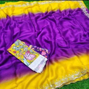 Purple With Yellow Color Rangoli Saree