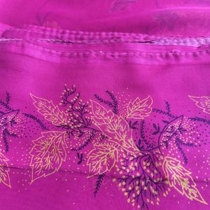 Pink Printed Chiffon Saree