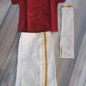 Maroon red Color boys Kurta Dhoti