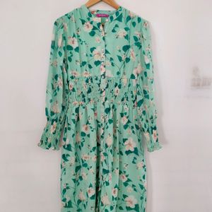 Marie Claire Sea Green Printed Dresses