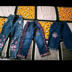 Combo Of 2 Jeans And 1 Capri For Baby Girl