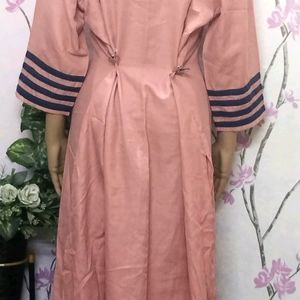 Kurti korean button check designtrend pink1pic 4XL