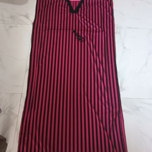 Pink And Black Kaftaan Nighty For Women