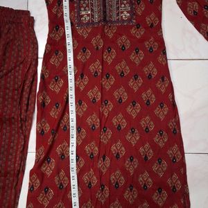 Red Kurta And Pant