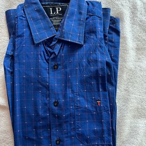 Louis Philippe Royal Blue Small Checks Shirt