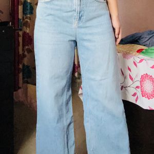 Denim Blue Wide Leg Jeans