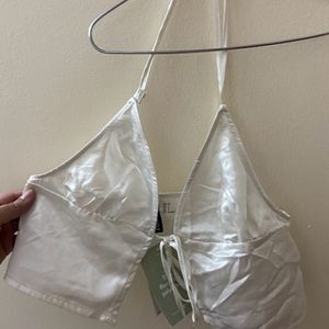 H&M White Silk Top