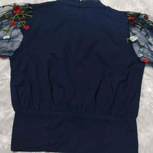 Navy Blue Crop Top