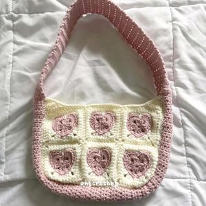 Cute Crochet Heart Shoulder Bag