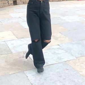 Black Distressed Jeans High Waist