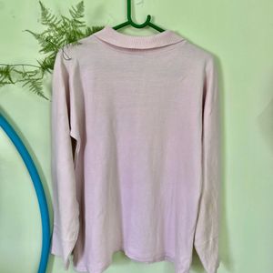 Collared Pastel Pink Sweatshirt