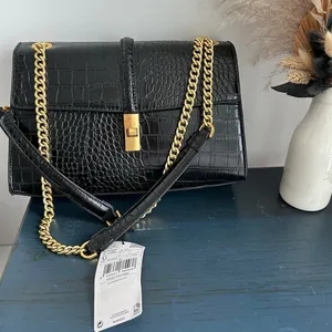 Mango Croc Effect Shoulder Bag