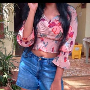 Floral Balloon Sleeves Top