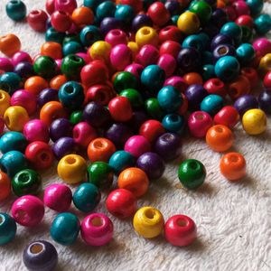 4mm Coloured Wooden Round Beads