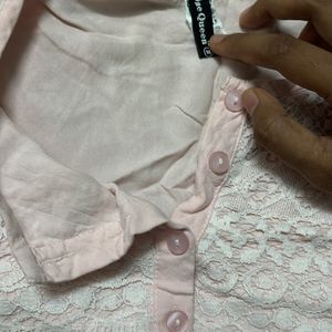 Baby Pink Net design Short Kurti