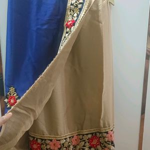 A Festive Navy Blue Beige Saree