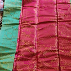 Brand New Soft Silk Saree Green Pink💚♥️