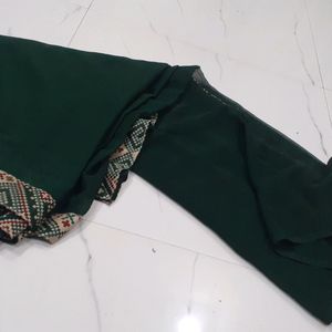 Plain Green Saree