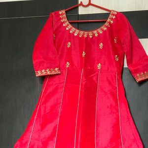 Beautiful Ethnic Red full Length Gown with Organza