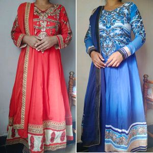 2 Anarkali suit combo (blue &red)