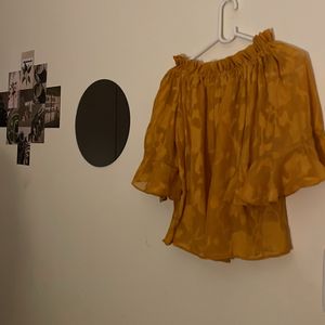 Off Shoulder Ginger Mustard Top