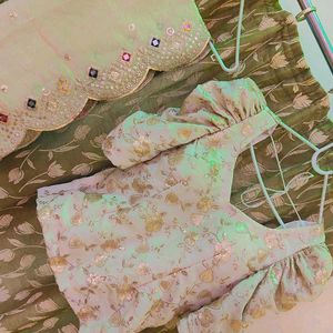 Off White Engagement Lehnga