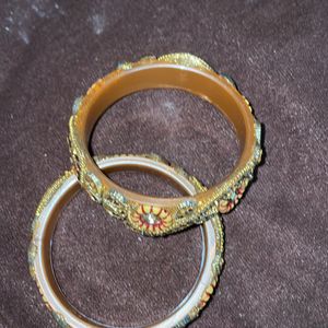 2 Set Of Ethnic Gold Bangles