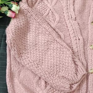 Pink Woolen Cardigan