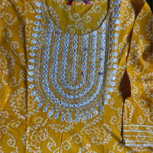 Mustard Yellow Bandhani Print Kurta