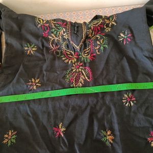 Black Cotton Mix Chikankari Kurti