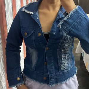 Blue Denim Crop Jacket