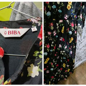 Biba Black & Red Floral Print Maxi Dress