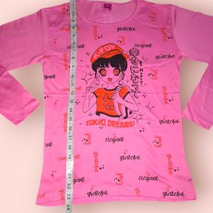 💃 Girl's Full Sleeve T-shirt 32 Inch Pink