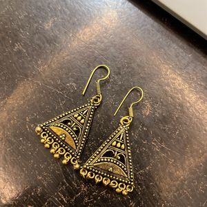 Golden Stylish Triangle Shape Earrings For Women