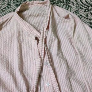 Pink And White Crop Shirt