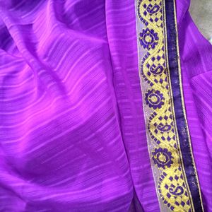 Party Wear Purple Saree With Blouse,