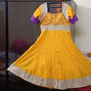Yellow Nd Purple Combination Dress