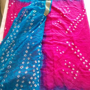 Multi Color Printed Bandini Print Saree (Women's)