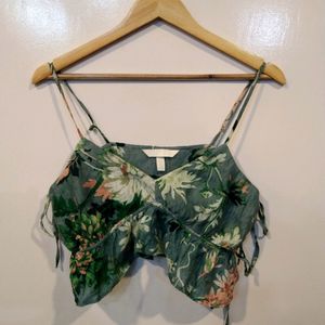 H&M Turquoise Floral Crop Top