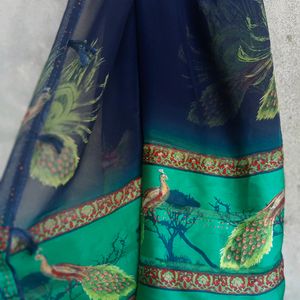 Soft Peacock 🦚 Print Saree