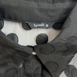 Polka Dot Black Organza Party Shirt