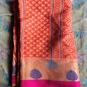 Cotton Designer Saree With Blouse