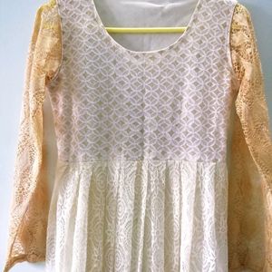 Cream Long Kurti For Women