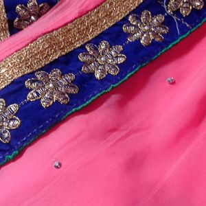 Pink Chiffon Saree