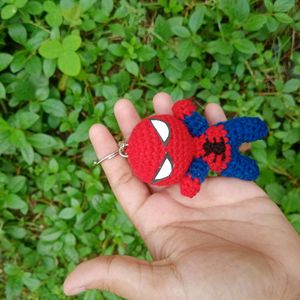 Crochet Red And Blue Spiderman Keychain ❤️🕷️🕸️