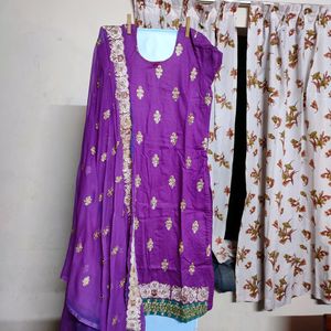 Cotton Embroidery Kurtha Set