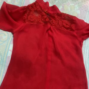 Red Transparent Kurti Style Top